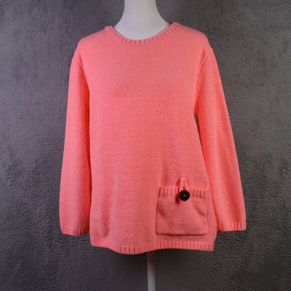 Anthony's Resort Wear Sweaters - Anthony's Resort Wear Chenille Sweater Womens Small Pink Crew Neck Preppy Cozy